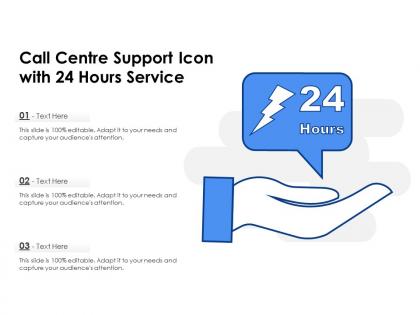 Call centre support icon with 24 hours service