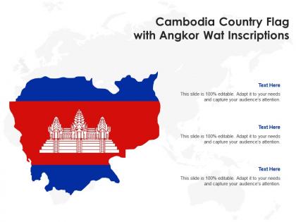 Cambodia country flag with angkor wat inscriptions