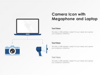 Camera icon with megaphone and laptop