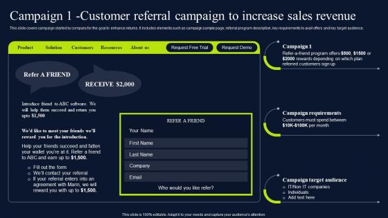 Campaign 1 Customer Referral Campaign Referral Marketing Promotional Techniques MKT SS V