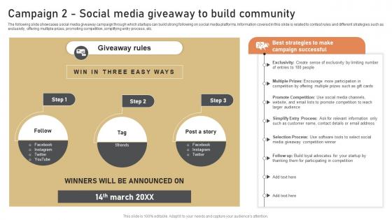 Campaign 2 Social Media Giveaway To Build Low Budget Marketing Techniques Strategy SS V