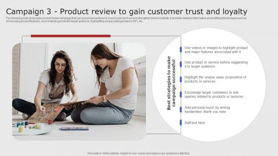 Campaign 3 Product Review To Gain Customer Digital Marketing Strategies For Startups Strategy SS V