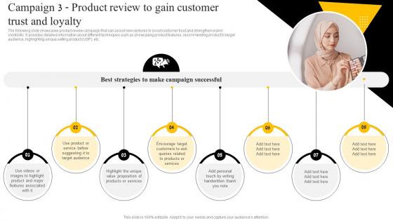 Campaign 3 Product Review To Gain Customer Startup Marketing Strategies To Increase Strategy SS V