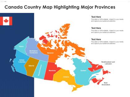 Canada country map highlighting major provinces