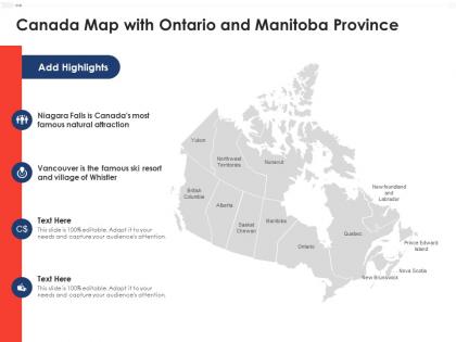 Canada map with ontario and manitoba province