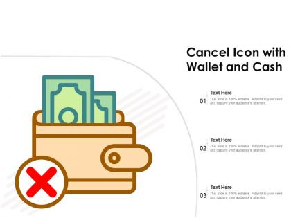 Cancel icon with wallet and cash