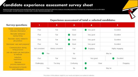 Candidate Experience Assessment Survey Sheet Talent Pooling Tactics To Engage Global Workforce