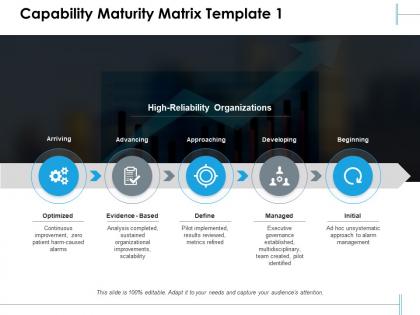 Capability maturity matrix approaching developing
