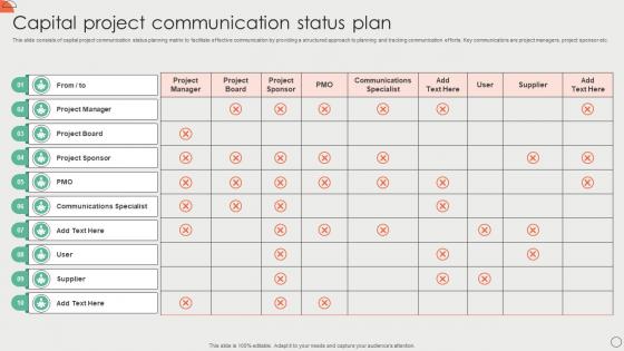 Capital Project Communication Status Plan