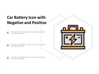 Car battery icon with negative and positive