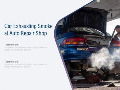 Car exhausting smoke at auto repair shop