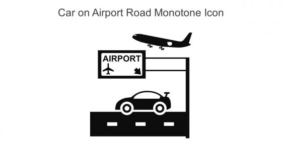 Car On Airport Road Monotone Icon In Powerpoint Pptx Png And Editable Eps Format