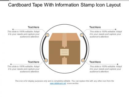 Cardboard tape with information stamp icon layout