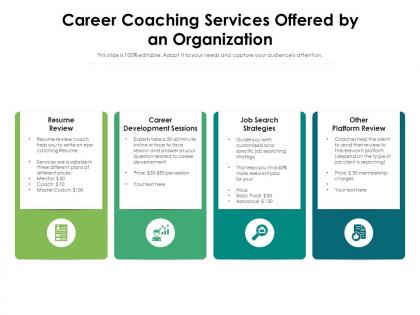 Career coaching services offered by an organization