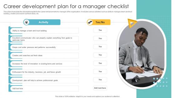 Career Development Plan For A Manager Checklist
