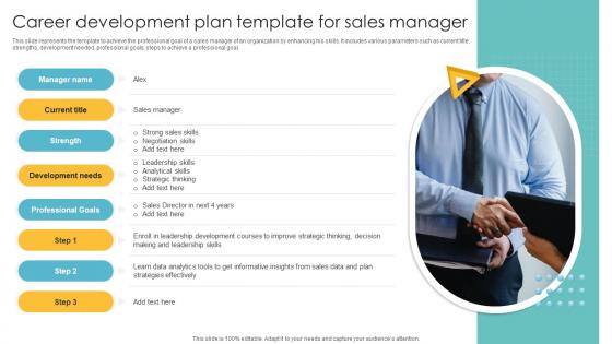 Career Development Plan Template For Sales Manager