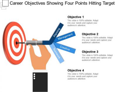 Career objectives showing four points hitting target