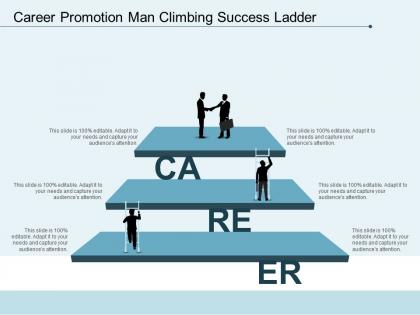 Career promotion man climbing success ladder