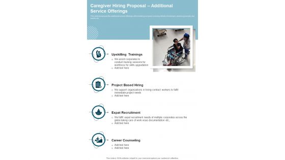 Caregiver Hiring Proposal Additional Service Offerings One Pager Sample Example Document