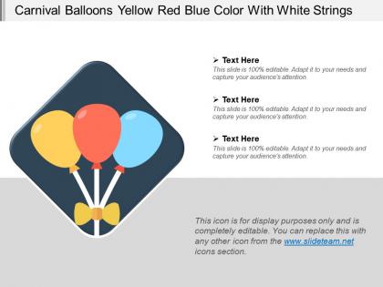 Carnival balloons yellow red blue color with white strings
