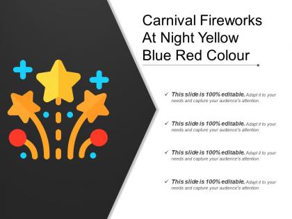 Carnival fireworks at night yellow blue red color
