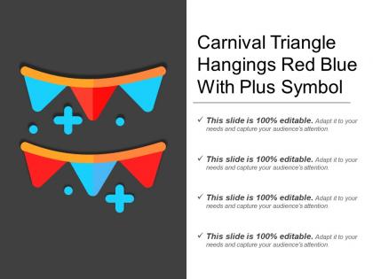 Carnival triangle hangings red blue with plus symbol