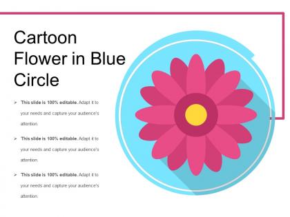 Cartoon flower in blue circle