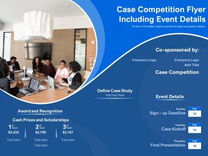 Case competition flyer including event details