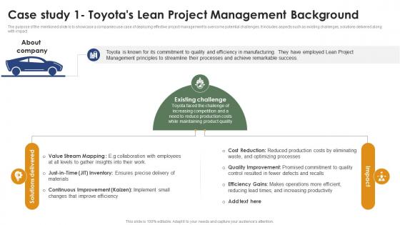 Case Study 1 Toyotas Lean Project Management Mastering Project Management PM SS