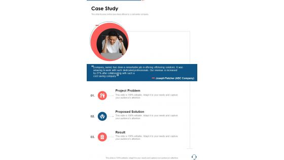 Case Study Call Center Proposal One Pager Sample Example Document