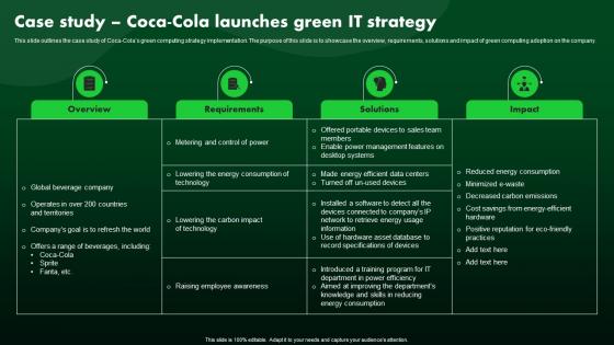 Case Study Coca Cola Launches Green IT Strategy Green IT