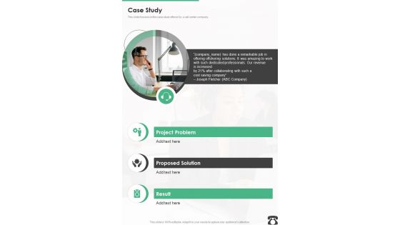 Case Study Contact Center Proposal One Pager Sample Example Document