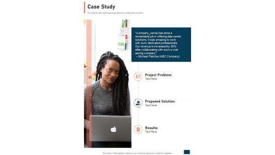 Case Study Data Center Proposal One Pager Sample Example Document