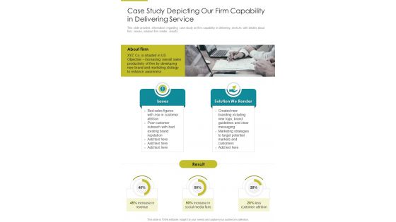 Case Study Depicting Our Firm Capability In Delivering Service One Pager Sample Example Document