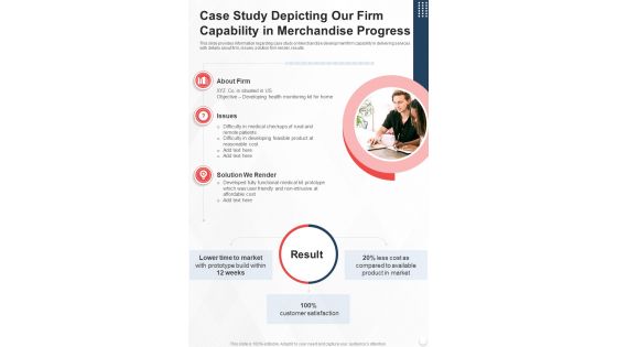 Case Study Depicting Our Firm Capability In One Pager Sample Example Document