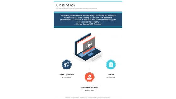 Case Study Film And Digital Media Proposal One Pager Sample Example Document