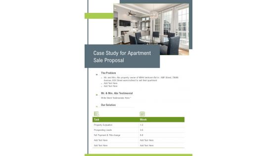 Case Study For Apartment Sale Proposal One Pager Sample Example Document