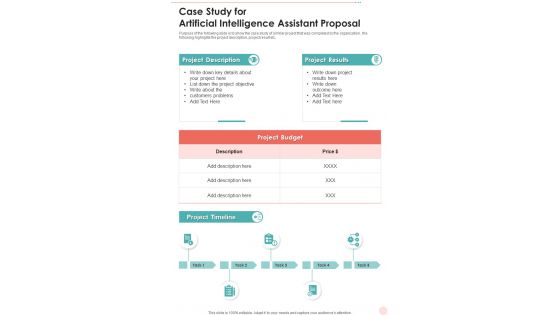 Case Study For Artificial Intelligence Assistant Proposal One Pager Sample Example Document