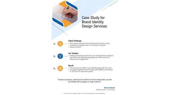 Case Study For Brand Identity Design Services One Pager Sample Example Document