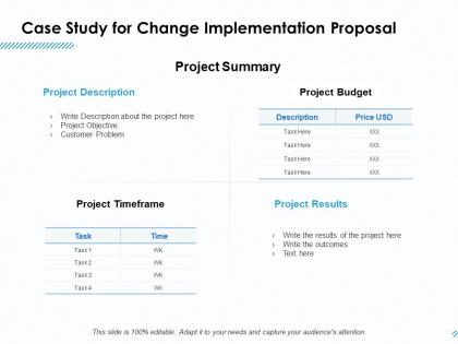 Case study for change implementation proposal ppt infographics