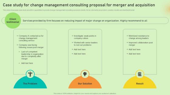 Case Study For Change Management Consulting Proposal For Merger And Acquisition