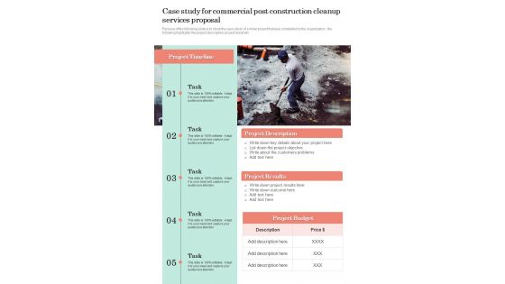 Case Study For Commercial Post Construction Cleanup Services Proposal One Pager Sample Example Document