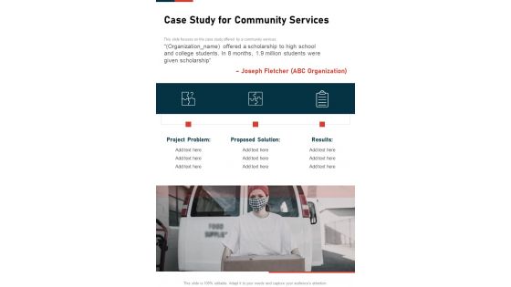 Case Study For Community Services One Pager Sample Example Document