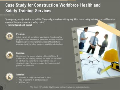 Case study for construction workforce health and safety training services ppt inspiration