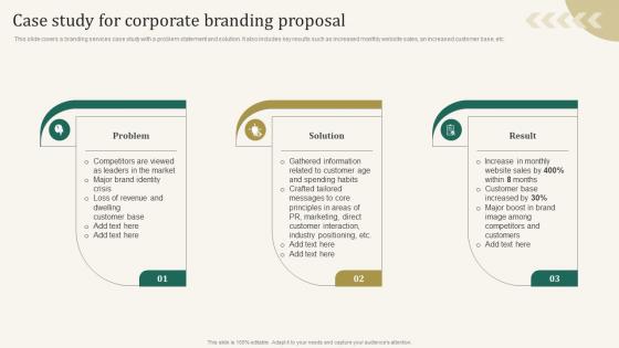 Case Study For Corporate Branding Proposal Ppt Slides Infographic Template