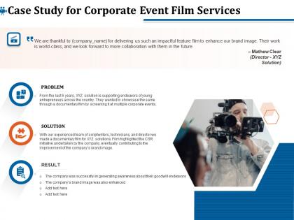 Case study for corporate event film services ppt demonstration