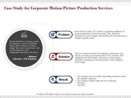 Case study for corporate motion picture production services ppt powerpoint presentation layouts
