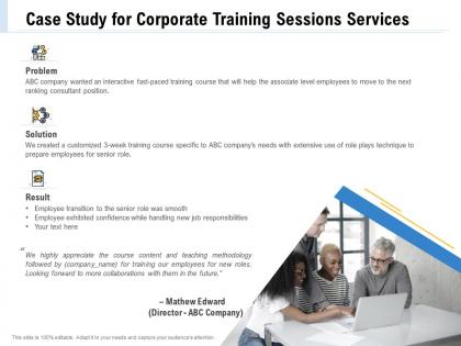 Case study for corporate training sessions services ppt file example introduction