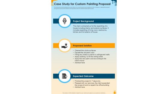 Case Study For Custom Painting Proposal One Pager Sample Example Document