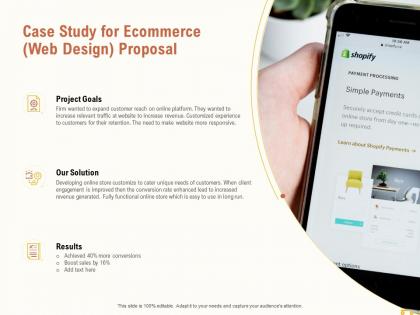 Case study for ecommerce web design proposal ppt powerpoint presentation icon